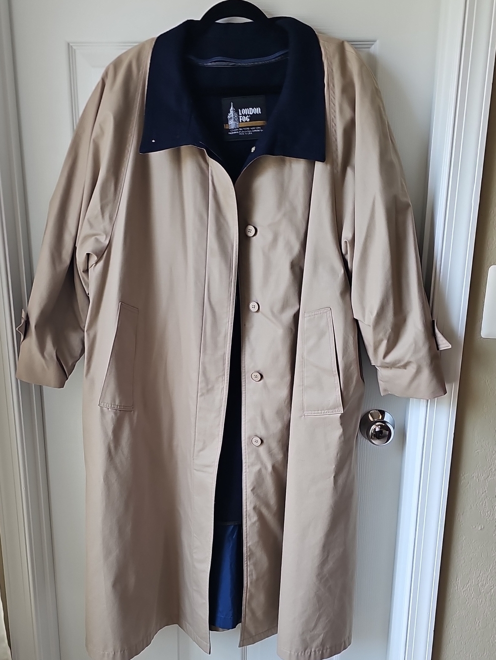 London Fog Beige Coat with Navy Liner